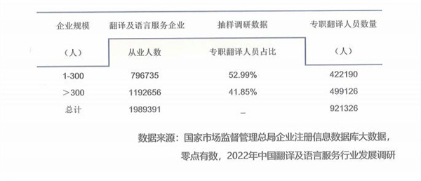 专职翻译人员规模状况